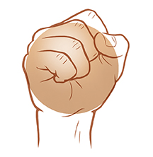 1 カップの分量を掴む拳。